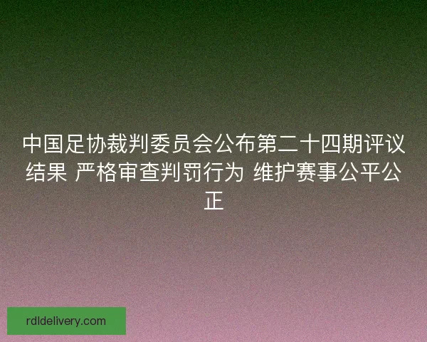 中国足协裁判委员会公布第二十四期评议结果 严格审查判罚行为 维护赛事公平公正